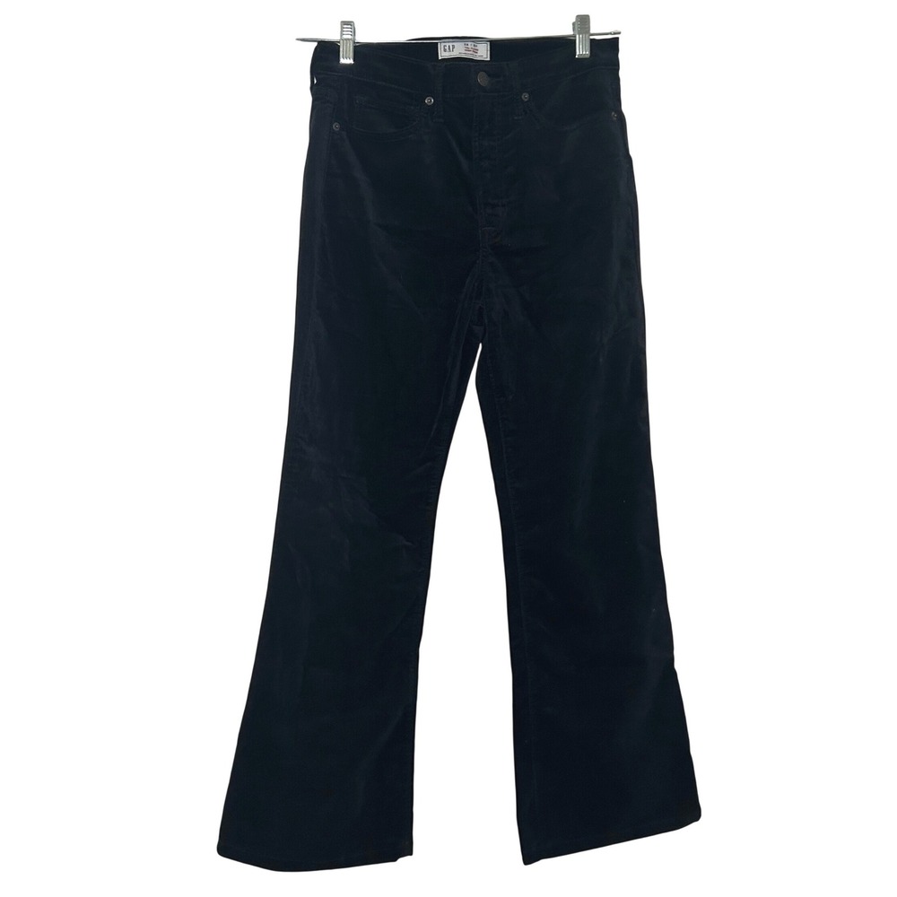 Gap 70s Flare High Rise Absolute Black Corduroy Pants 28 6R Retro Boho minimal